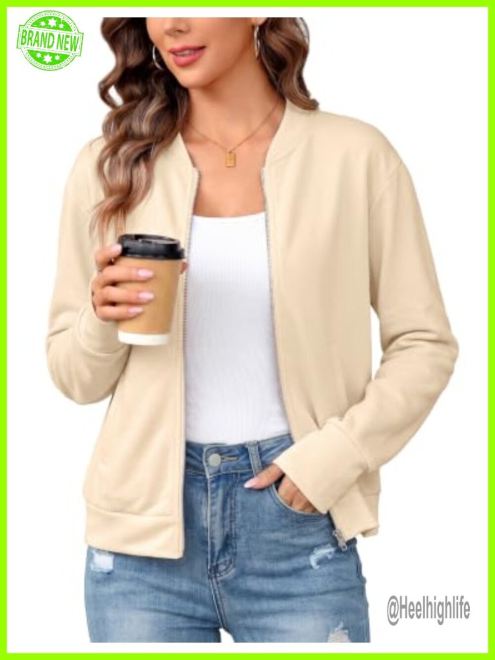 Women Zip Up Lightweight Sweatshirt Jacket with Pockets Thumb Hole